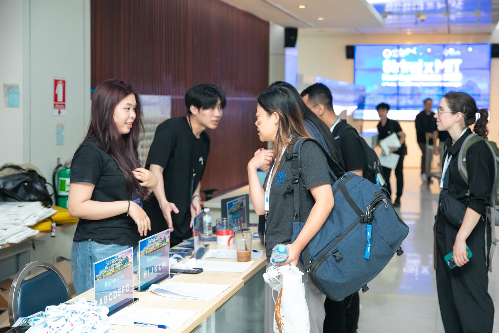 The registration desk on the first morning